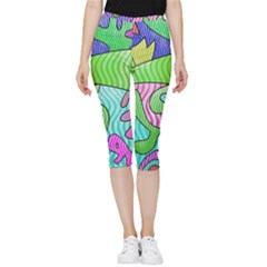 Colorful Stylish Design Inside Out Lightweight Velour Capri Leggings  by gasi