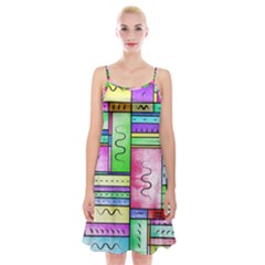 Colorful Pattern Spaghetti Strap Velvet Dress