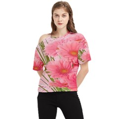 Nature Flowers One Shoulder Cut Out Tee by Sparkle