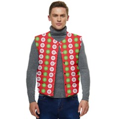 Festive Pattern Christmas Holiday Men s Short Button Up Puffer Vest	 by Ravend