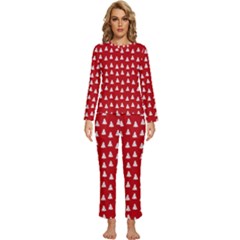 White Christmas Tree Red Womens  Long Sleeve Lightweight Pajamas Set by TetiBright