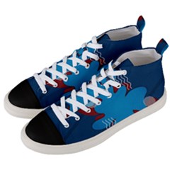 Background Abstract Design Blue Men s Mid-top Canvas Sneakers
