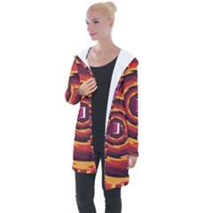 Illustration Door Abstract Concentric Pattern Longline Hooded Cardigan by Ravend