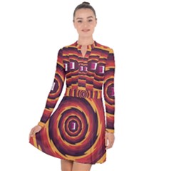 Illustration Door Abstract Concentric Pattern Long Sleeve Panel Dress