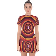 Illustration Door Abstract Concentric Pattern Drop Hem Mini Chiffon Dress