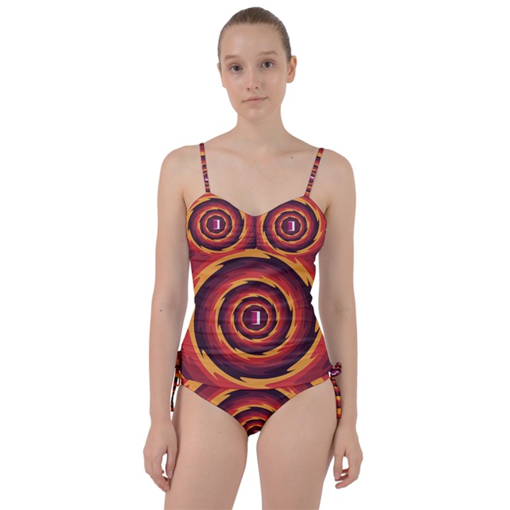 Illustration Door Abstract Concentric Pattern Sweetheart Tankini Set