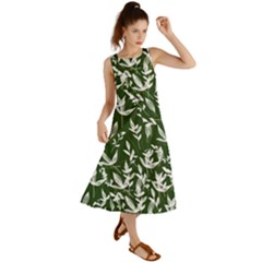 Leaves Pattern Wallpaper Watercolor Summer Maxi Dress