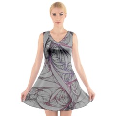 Abstract Background Watercolor V-neck Sleeveless Dress