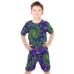 Fractal Spiral Abstract Background Kids  Tee And Shorts Set