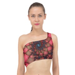 Fractals Abstract Art Red Spiral Spliced Up Bikini Top  by Ravend