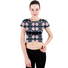 Flowers Daisies Spring Summer Crew Neck Crop Top by Ravend