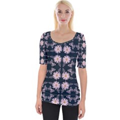 Flowers Daisies Spring Summer Wide Neckline Tee