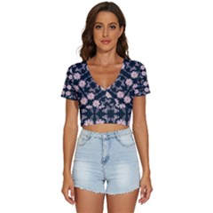 Flowers Daisies Spring Summer V-neck Crop Top by Ravend