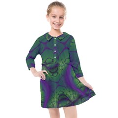 Fractal Abstract Art Pattern Kids  Quarter Sleeve Shirt Dress