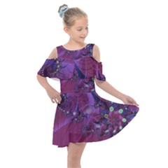 Fractal Math Abstract Abstract Art Kids  Shoulder Cutout Chiffon Dress