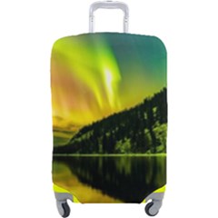 Scenic View Of Aurora Borealis Stretching Over A Lake At Night Luggage Cover (large) by danenraven