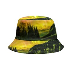 Scenic View Of Aurora Borealis Stretching Over A Lake At Night Bucket Hat by danenraven