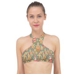 Pattern Seamless High Neck Bikini Top