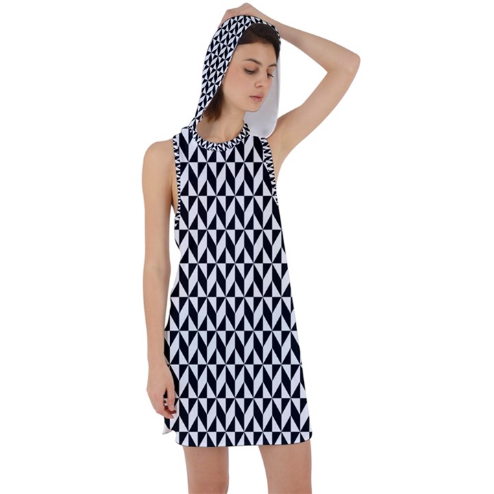 Seamless Abstract Geometric Pattern Background Racer Back Hoodie Dress