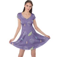 Seamless Pattern Floral Background Violet Background Cap Sleeve Dress by artworkshop