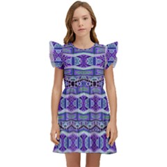 Vertical Striped Ornate Seamless Pattern Kids  Winged Sleeve Dress by dflcprintsclothing