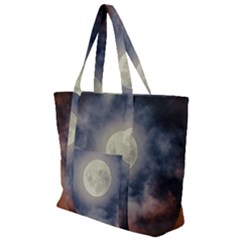Dark Full Moonscape Midnight Scene Zip Up Canvas Bag by dflcprintsclothing