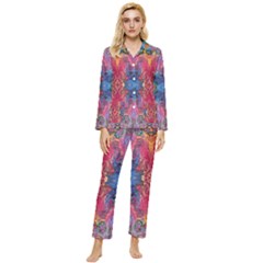 Firey Repeats I Womens  Long Sleeve Velvet Pocket Pajamas Set by kaleidomarblingart