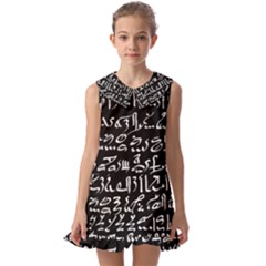 Sanscrit Pattern Design Kids  Pilgrim Collar Ruffle Hem Dress by dflcprintsclothing