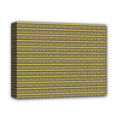 Golden Striped Decorative Pattern Deluxe Canvas 14  X 11  (stretched) by dflcprintsclothing