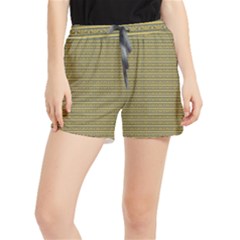 Golden Striped Decorative Pattern Women s Runner Shorts by dflcprintsclothing