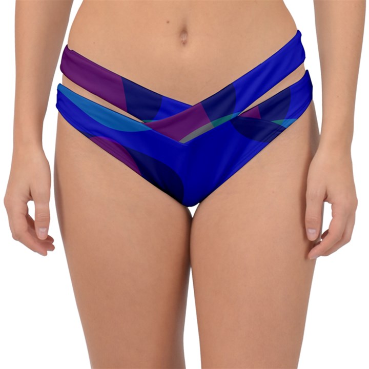 Blue Abstract 1118 - Groovy Blue And Purple Art Double Strap Halter Bikini Bottom