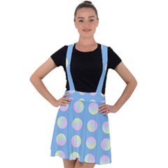 Abstract Stylish Design Pattern Blue Velvet Suspender Skater Skirt by brightlightarts