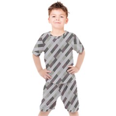 Pale Multicolored Stripes Pattern Kids  Tee And Shorts Set by dflcprintsclothing