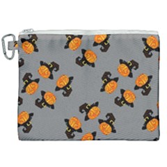 Pumpkin Heads With Hat Gray Canvas Cosmetic Bag (xxl) by TetiBright