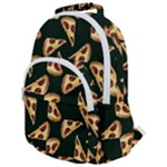 Pizza Slices Pattern Green Rounded Multi Pocket Backpack