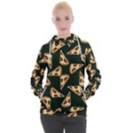 Pizza Slices Pattern Green Women s Hooded Pullover