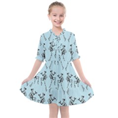 Jogging Lady On Blue Kids  All Frills Chiffon Dress by TetiBright