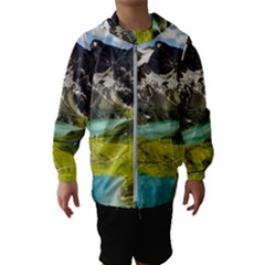 Aerial View Of Mountain And Body Of Water Kids  Hooded Windbreaker by danenraven