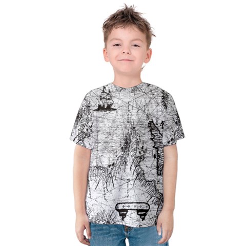 Antique Mercant Map  Kids  Cotton Tee by ConteMonfrey