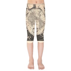 World Map - Nova Delineatio Totius Orbis Terrarum -  1659-1733 Kids  Capri Leggings  by ConteMonfrey