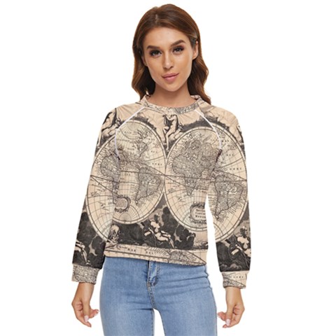 World Map - Nova Delineatio Totius Orbis Terrarum -  1659-1733 Women s Long Sleeve Raglan Tee by ConteMonfrey