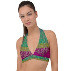 Rainbow Landscape With A Beautiful Silver Star So Decorative Halter Plunge Bikini Top by pepitasart