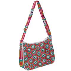 Hexagons And Stars Pattern                                                            Zip Up Shoulder Bag by LalyLauraFLM