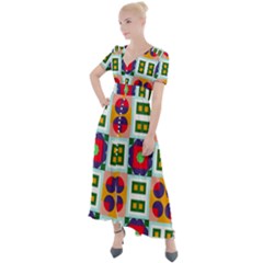 Shapes In Shapes 2                                                                    Button Up Short Sleeve Maxi Dress by LalyLauraFLM