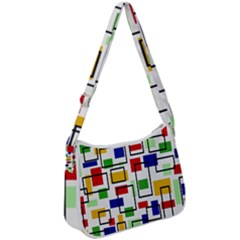 Colorful Rectangles                                                                  Zip Up Shoulder Bag by LalyLauraFLM