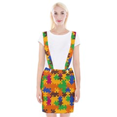 Retro Colors Puzzle Pieces                                                                            Braces Suspender Skirt by LalyLauraFLM