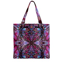 Charcoal Pink Repeats Iv Zipper Grocery Tote Bag by kaleidomarblingart