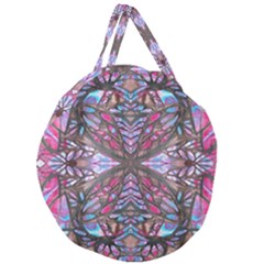 Charcoal Pink Repeats Iv Giant Round Zipper Tote by kaleidomarblingart