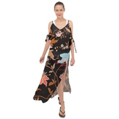 Vintage Floral Pattern Maxi Chiffon Cover Up Dress
