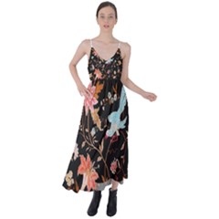 Vintage Floral Pattern Tie Back Maxi Dress